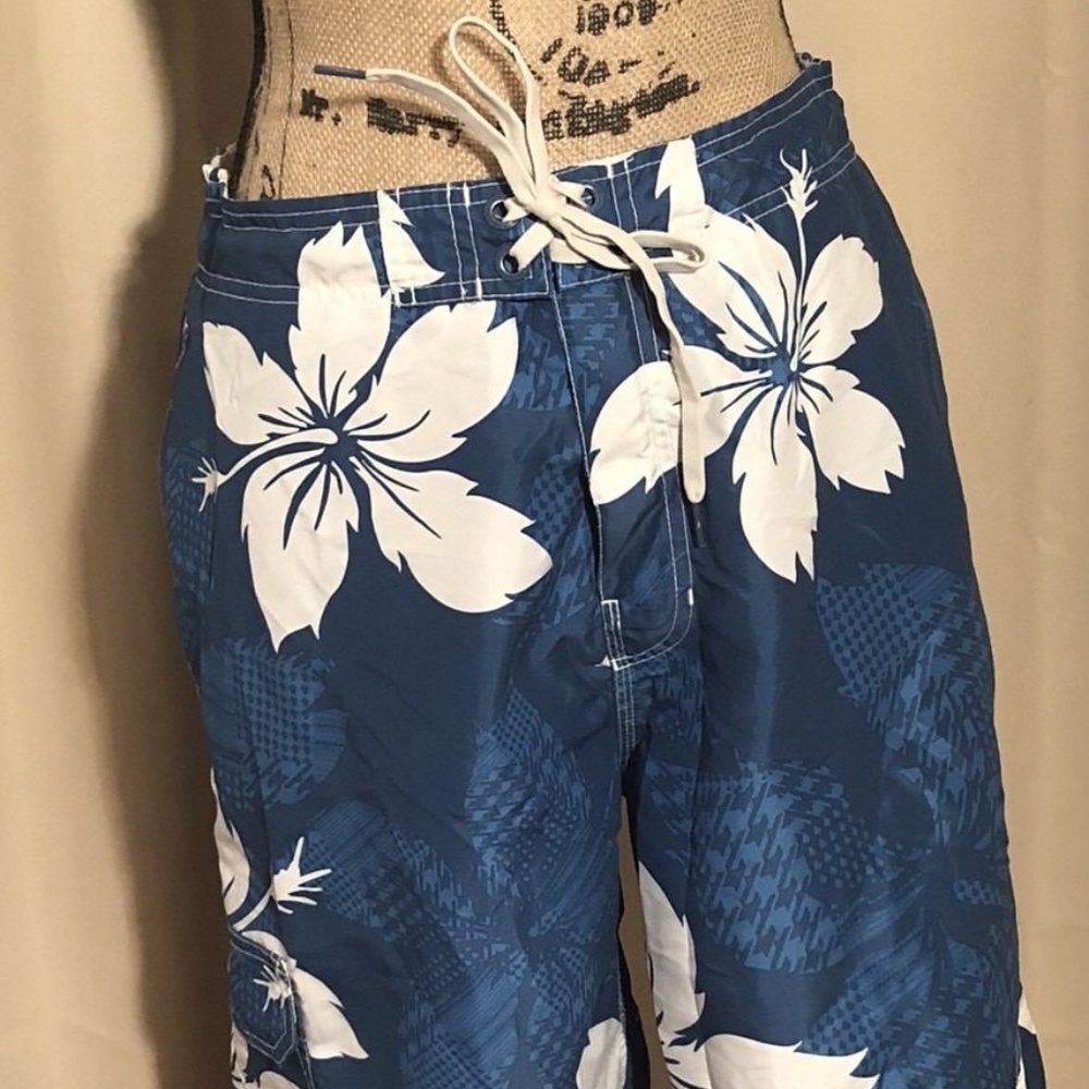 Speedo Blue & White Floral Boardshorts Swim Trunks